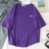 Women Short Sleeve T-shirts O-neck Embroidery Casual Simple Soft Korean Style Trendy Loose Tops Womens Sweet Girls Harajuku