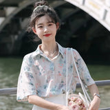 Blouse Women Beach Shirt Blouses for Women Fashion 2024 Women's Summer Blouse Top Female Elegant Social Women's