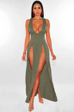 Summer Long Deep V Split Multi-color