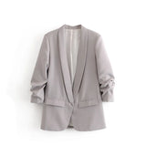 Fashionable Suit Jacket With Buckle-Free Pleated Sleeves In Spring