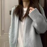 Zingj Hooded Knit Top Female Autumn And Winter 2024 Spring Zipper Lazy Soft Waxy Outside With A Sweater Cardigan