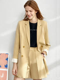 Minimalism Spring Female Offical Lady Blazer Women,Lace Vneck Tanks,High Waist Women's pants Female Shorts