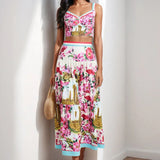 Spring Women's Sexy Splicing Bra Sling + High Waist Half-Dress Fashion Suit Women's