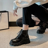 Zingj Bottom Martin Boots Female 2023 New Increased Thick Bottom Round Head British Wind College Style Women's Ankle Boots-Outfit