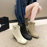 Zingj Women's Shoes 2024 Autumn Winter New Thick Heel Ankle Boots Fashion Martin Boots-Outfit