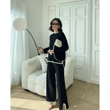 / Single-Piece Lace Mesh Spliced Bow French Top + Tight Waist White Short Skirt Set