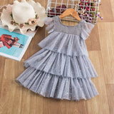 Summer Princess Dress Lace Flower Sleeveles Backless Elegant Birthday Party Weddding Costume For Children