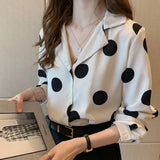 Women Polka Dot V-neck Chiffon Designed Ins Plus Size 4XL Simple All-match Elegant Streetwear Office Ladies Chic