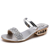 Slippers Women 2025 Summer Water Diamond Lily With A Word Wearing Fashion One Shoe Two Wearing