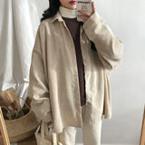 Corduroy Shirt Women's Long Sleeve Top Women's Outerwear Women's Autumn Coat Korean Fashion Brand