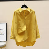 Shirt Women 2025 Spring And Autumn New Korean Version Of Loose Thin Leisure Long Sleeves Pure Color Fashion Shirt