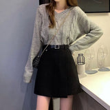 Zingj Autumn 2024 New Set For Women's Two-Piece Loose Knit Top A-Line Skirt Skirt Set Student Suit-Outfit