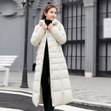 Cotton-Padded Clothes Women 2023 Korean Version Long Over The Knee Color Wool Collar Large Size Down Cotton-Padded Jacket Slim Cotton-Padded Jacket Women-Outfit