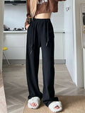 Jogging Sweatpants White Women Pants High Waist Baggy Sports Pants Chic Lace Up Casual Fashion Female Trousers