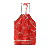 Spring Print Neck-Hanging Blouse