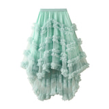 Skirt Candy Loose Waist Fairy Net Yarn Skirt Fluffy Irregular Lotus Leaf Side Cake Skirt
