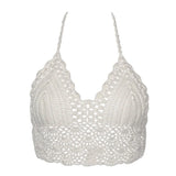 Sexy Bikini Crop Top Women Crochet Boho Beach Camisoles Bikini Bralette Halter Cami Knitted Bra Backless Beachwear Tank