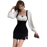 Slim Wrinkled Lace Maid DressOutfit