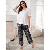Zingj Size Pajamas Female Summer Leopard Print Short Sleeved Trousers Fat Mm Home