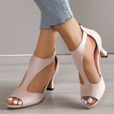 Zingj Fashion Rear Zipper Bag With Fish Mouth Shoes Women's Summer Large Size Side Empty Thin Heel Roman Sandals- Outfit
