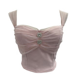 Shooting Net Red Pure Lust Folding Net Yarn Splicing Sling Sling Vest Bratie Short Sleeveless Top