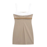 Spring Style With Belt Splicing Short Dress
