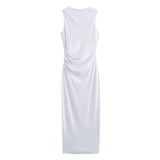New Wrinkle Decorative Thread Slim Dress