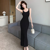 Zingj Real French Style Sleeveless Vest Sling Knitted Dress A Woman's Summer Temperament Slim And Skinny Hip-Covered