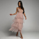 Spring And Summer New Sling Wool Gauze Spliced Dress INS Elegant Dress For