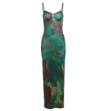 Zingj Autumn / Winter New Women's Fashion Sexy Sling Slim Back Retro Print Dress