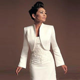 Long Sleeve Formal Ivory Wedding Bolero Satin Bridal Jacket Good Quality Custom Made Wholesale Wedding