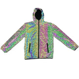 Autumn And Winter New Bird's Nest Pattern Color Reflective Jacket Men's Plus-Size Casual Hooded Jacket-Outfit