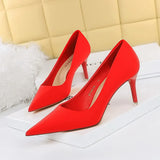 Zingj Korean Version Of Fashion Pedicure Delicate Show Thin High Heels Ultra High Heel Silk Shallow Pointed Single