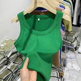 Girls Tight Anti-Smooth Threaded Vest Women's Spring And Summer Suit Slim Top Ins