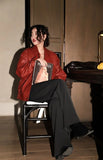 Red Faux Leather Jacket-Outfit
