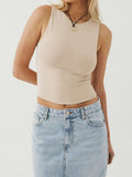 Tight Bottomed Shirt With Round Neck Racerback