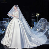 2T Satin Edge Wedding Veil Cover Face Bridal Veils With Comb Cheap Wholesale Price