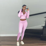 Womens Two 2 Piece Sets Sweatsuits Pink Winter Tracksuit For Women Outfits Long Sleeve Top Pants Suits Black Matching Sets