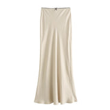 Spring Silk Satin Floral Trimmed Skirt 4661400
