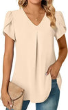 Zingj Wise Hot Style Summer Simple Women V-Neck Petal Sleeve Shirt Women's