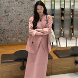 Zingj Version Suit Female Pink Suit Jacket Tea To Wear A Skirt Capable Temperament New Two Korean
