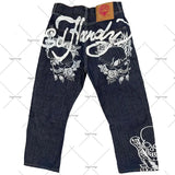 Autumn New Tiger Pattern Printed Jeans Men's High Street Fashion Slim Straight