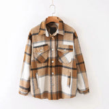 New Autumn Sanded Blouse Women's Lapel Single-Breasted Plaid