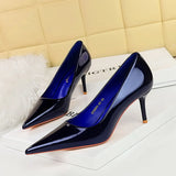 Zingj Simple Patent Leather Heels Women's Shoes With Shallow Pointed Versatile Commuter High