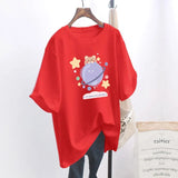 Women T-shirt Rabbit Printed Short Sleeve Women Loose Tops Summer Student Streetwear O-neck Sweet Girls Tee Shirt