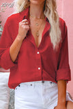 Fashion Fall Lapel Solid Color Shirts Casual Long Sleeve Loose Cardigan Buttons Long Blouses Elegant Office Shirts