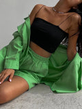 Casual Shorts Tracksuit Long Sleeve Womens Shirts And Hot Waist Shorts Two Pieces Cotton Linen Suits Ladies