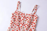 Cherry Print Strap Midi Dress-Outfit