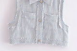 New Rough Lapel Short Textured Pocket Vest