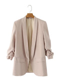 New Pleated Sleeve Sag Urban Leisure Candy Color Women's Suit